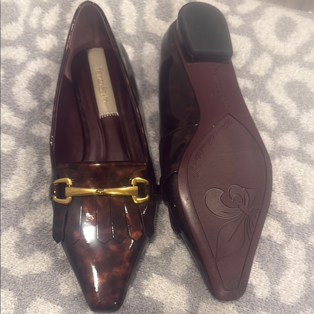 Franco Sarto Brown Loafers with Gold Accent